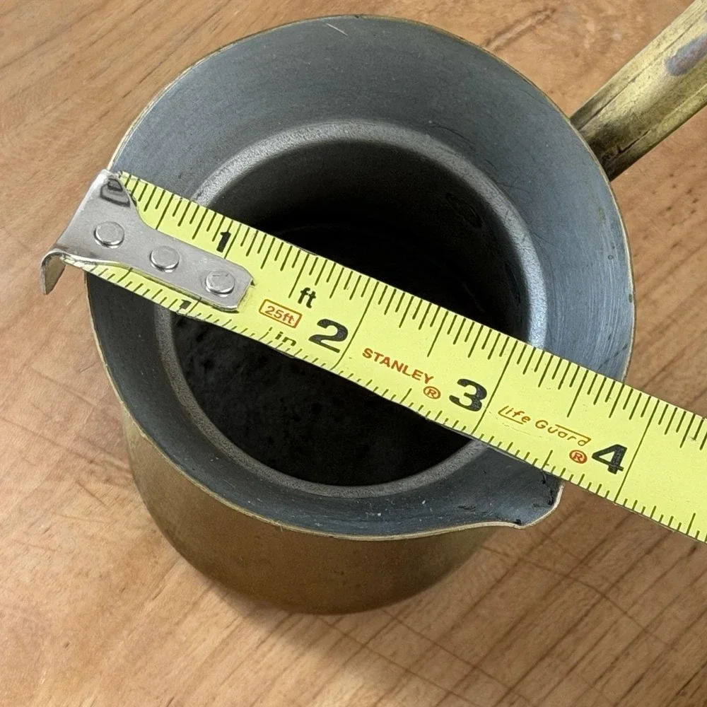 Antique Brass Cezve Turkish Coffee Pot Ibrik Size 5 Long Handle Tin Lined Patina